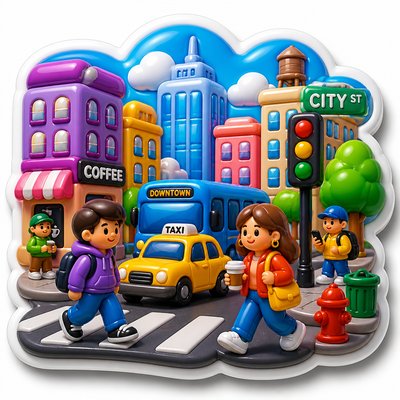 urban street with city activity