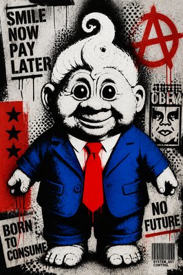 a painting of a troll wearing a suit and tie