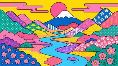 a vast valley with a river winding toward distant mountains at sunrise, no people, no text