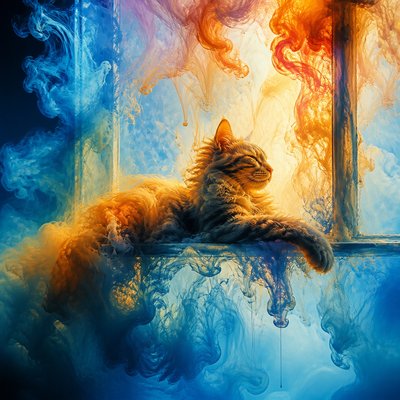 a cat lounging in a sunlit window