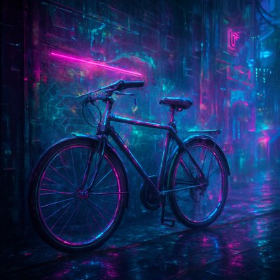 bicyle resting against a wall