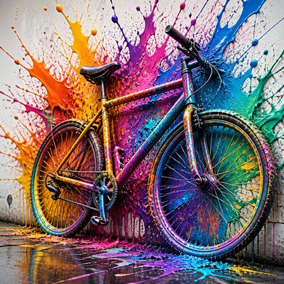 bicyle resting against a wall