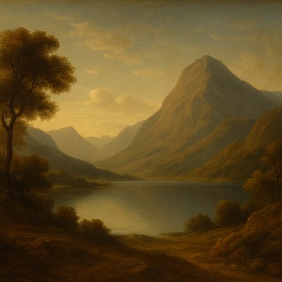 serene landscape with mountains and water