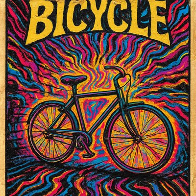 bicyle resting against a wall