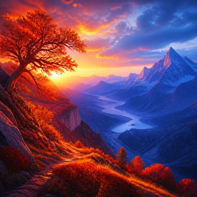 wide landscape with natural scenery — Color Temperature Art Style