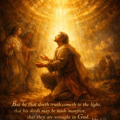 “But he that doeth truth cometh to the light, that his deeds may be made manifest, that they are wrought in God.” (John 3:21, KJV)
