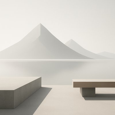 serene landscape with mountains and water