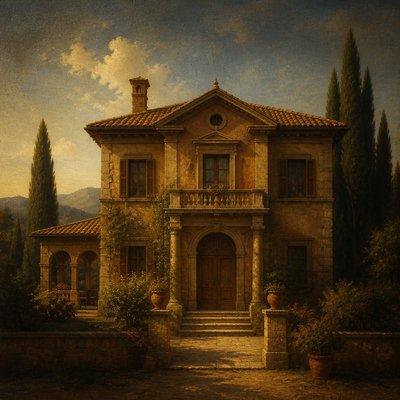 house with front view — Renaissance Art Style