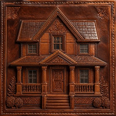 house with front view — Leather Art Style