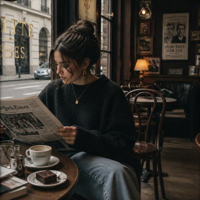 cozy cafe interior with warm lighting