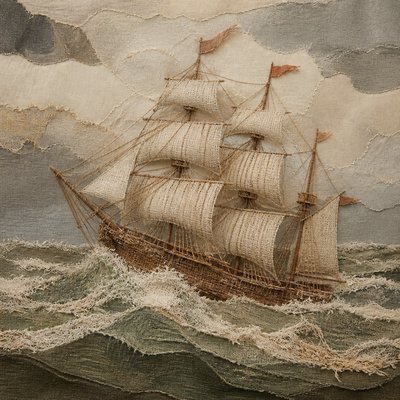 sailing ship on a stormy sea