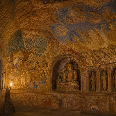 wide landscape with natural scenery — Ajanta Art Style