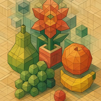 still life arrangement of fruits and flowers