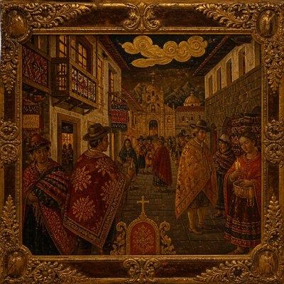 urban street with city activity — Cusco Art Style