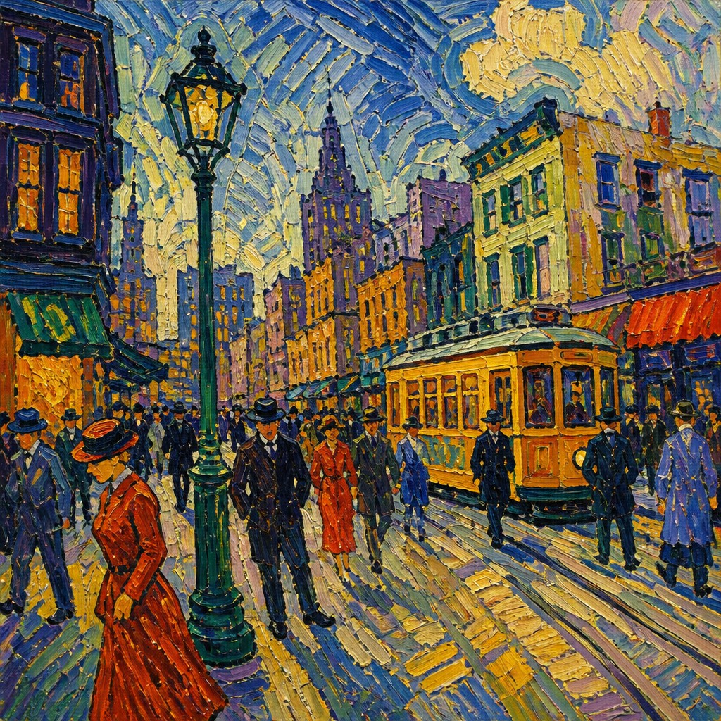 urban street with city activity
