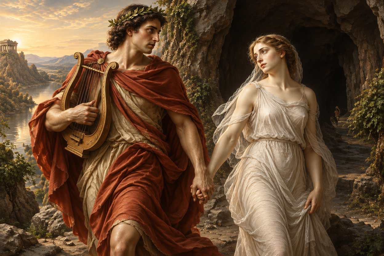a painting of a man and a woman holding hands