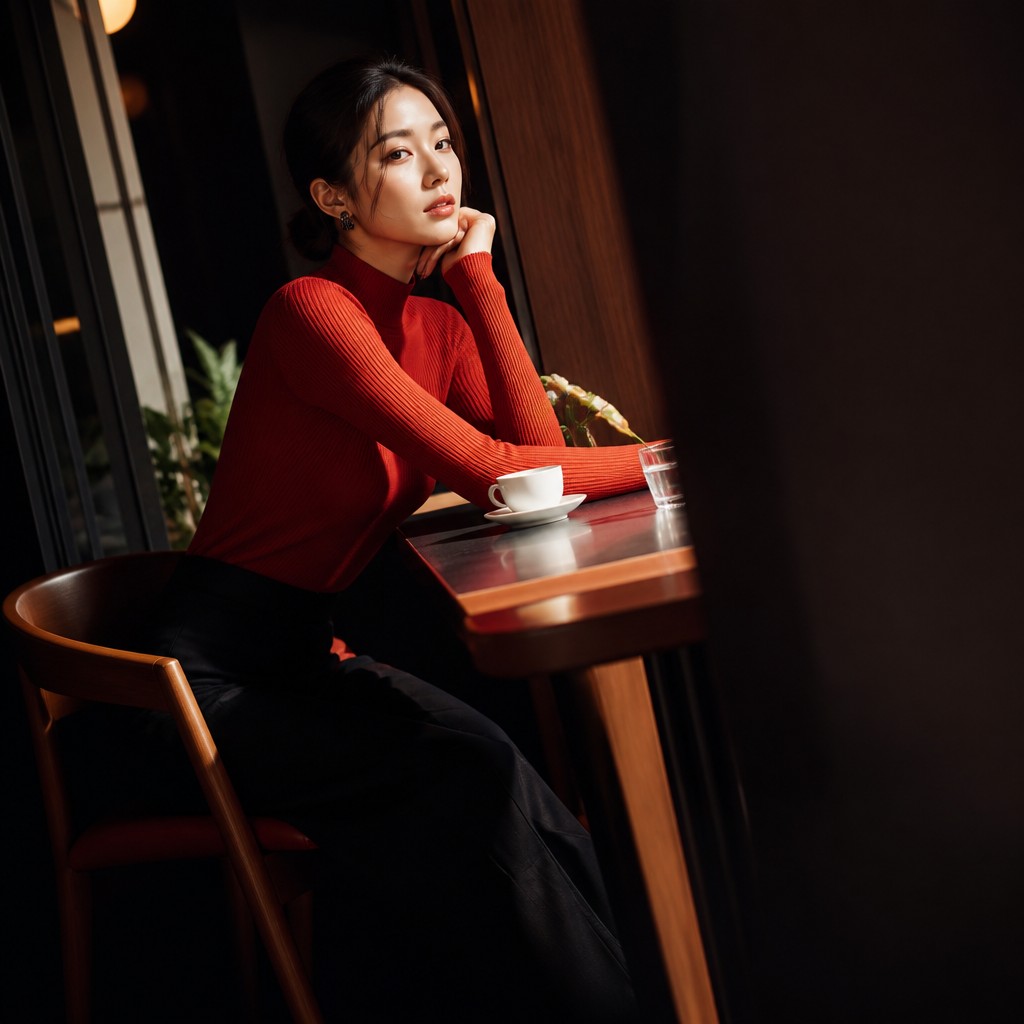 cozy cafe interior with warm lighting