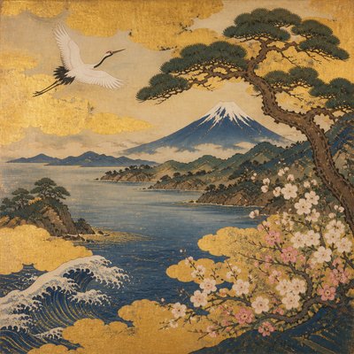 serene landscape with mountains and water