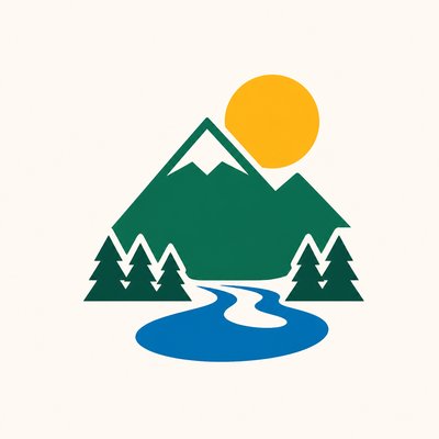 wide landscape with natural scenery — Flat Icon Design