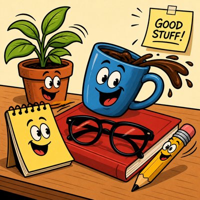 still life with everyday objects — Cartoon Comic Art