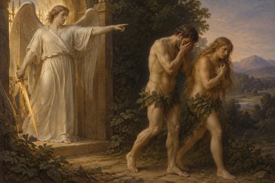 Adam and Eve expelled by Angel from Paradise