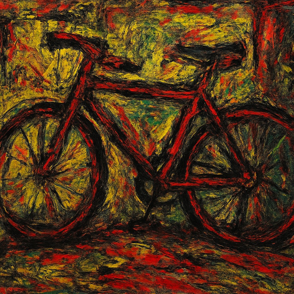 bicyle resting against a wall