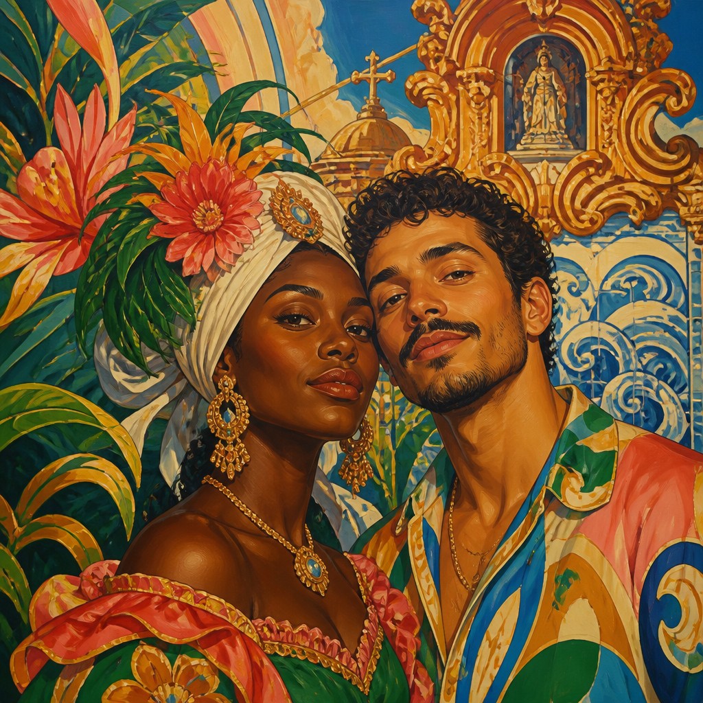 portrait of two people together — Brazilian Art Style