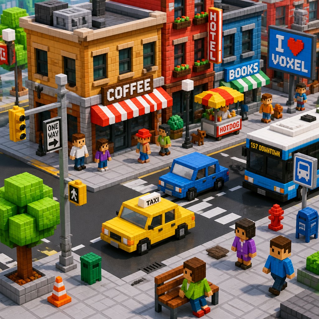 urban street with city activity