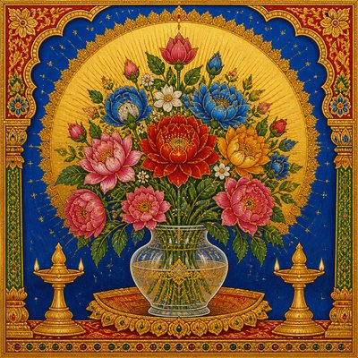 bouquet of flowers in a glass vase