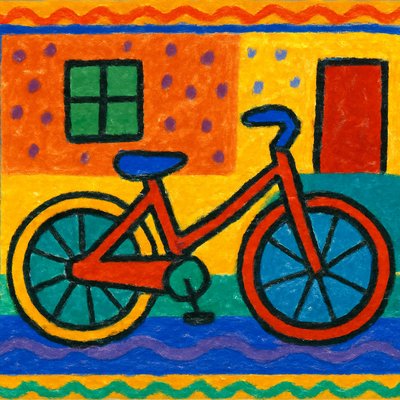 bicyle resting against a wall