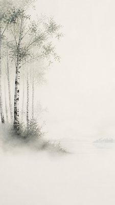 a serene birch forest in soft morning light, no people, no text