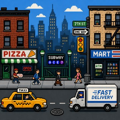 urban street with city activity