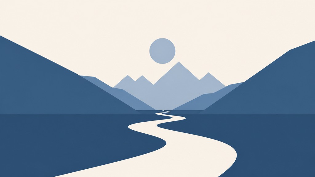 a vast valley with a river winding toward distant mountains at sunrise, no people, no text