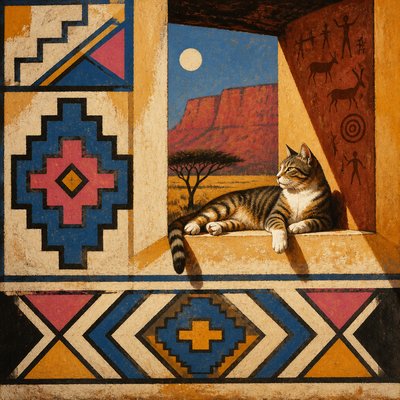 a cat lounging in a sunlit window