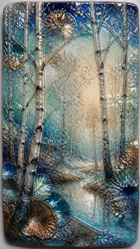 a serene birch forest in soft morning light, no people, no text