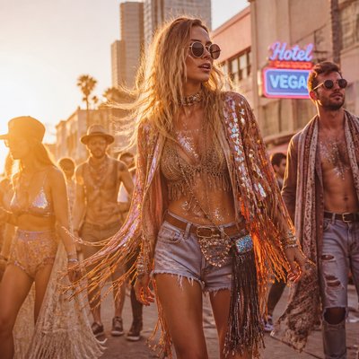 urban street with city activity — Festival Fashion Style