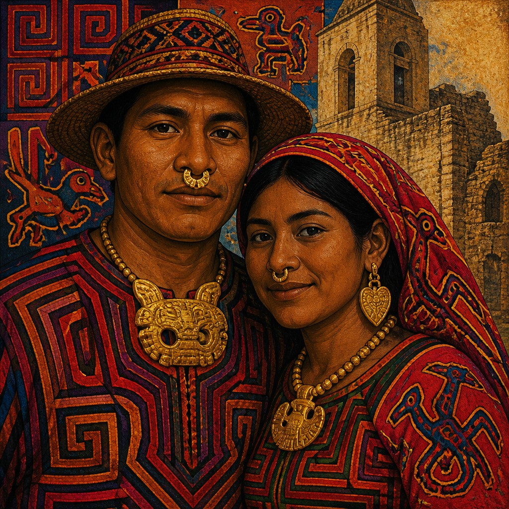 portrait of two people together — Panamanian Art Style