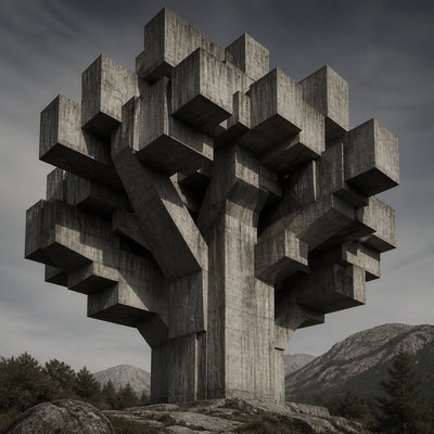 a tree in nature — Brutalist Architecture Art