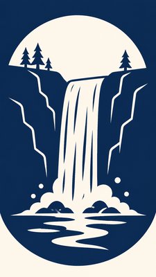 towering waterfall cascading down a cliff