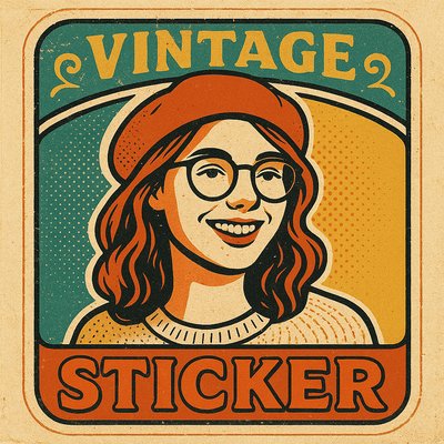 Vintage Sticker Design Style Transfer Example