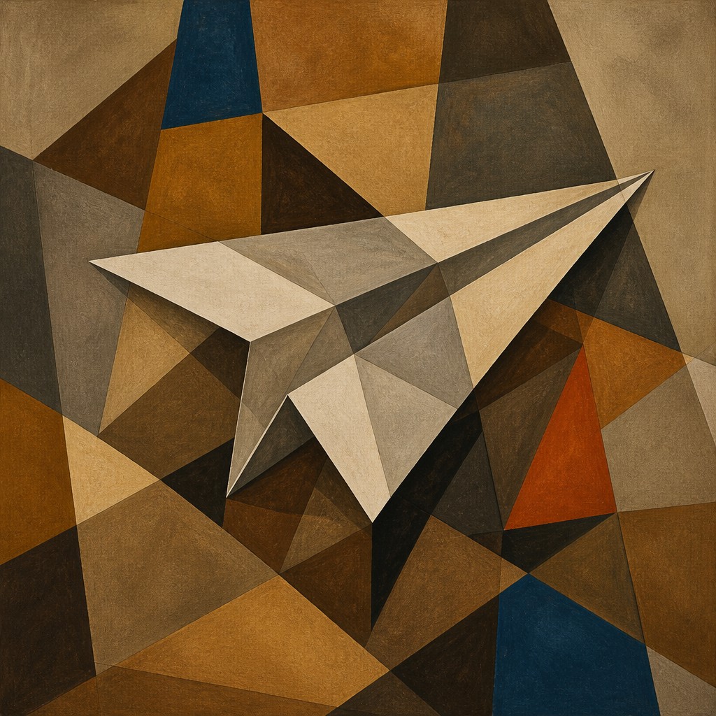 a paper plane, clean minimal composition on a plain background, no text