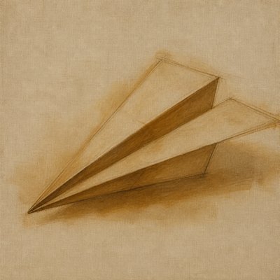 a paper plane, clean minimal composition on a plain background, no text