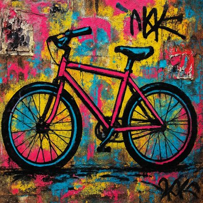 bicyle resting against a wall