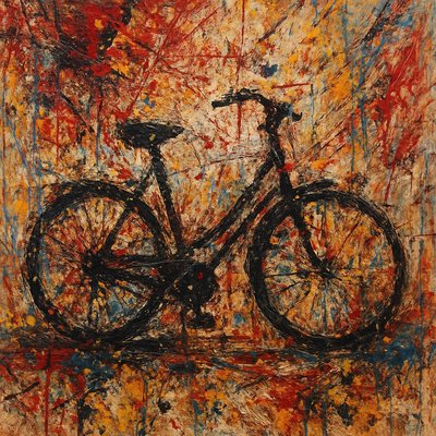 bicyle resting against a wall