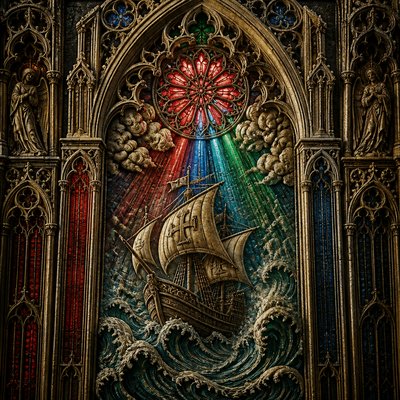 sailing ship on a stormy sea