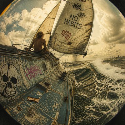 sailing ship on a stormy sea