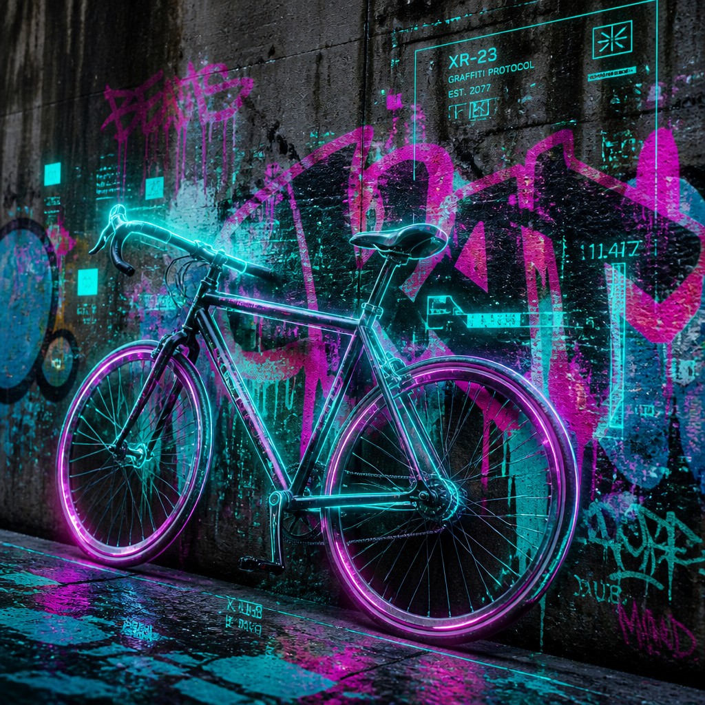 bicyle resting against a wall