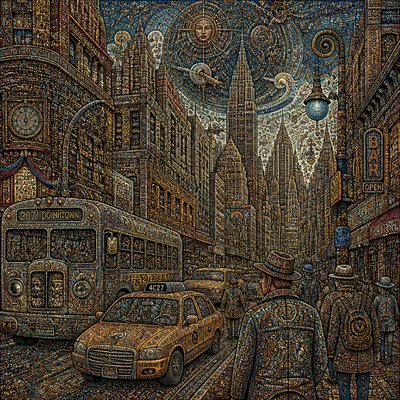 urban street with city activity — Complexity Art Style