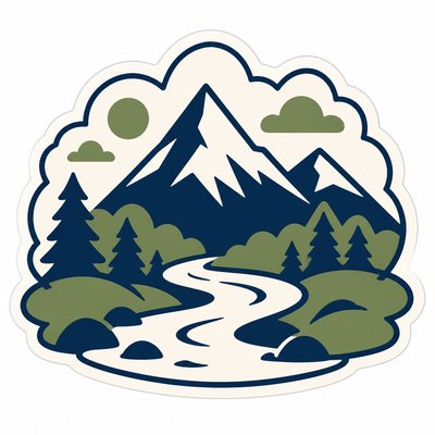wide landscape with natural scenery — Minimalist Sticker Design