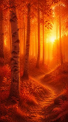a serene birch forest in soft morning light, no people, no text